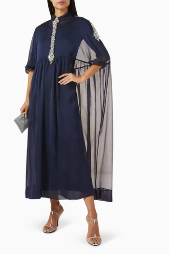 قفطان ببروش مرصع بالكريستال شيفون