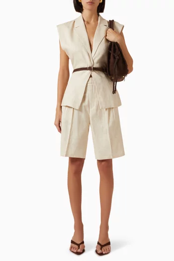 Double Pleat Shorts in Linen