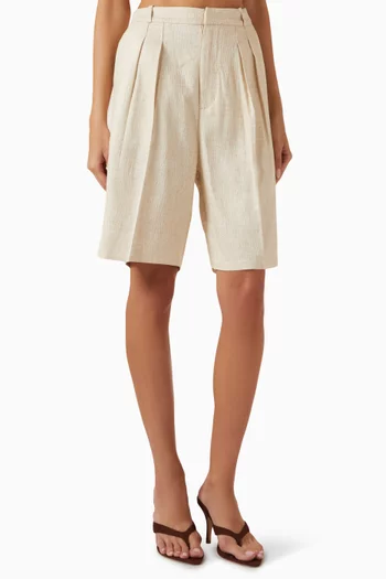 Double Pleat Shorts in Linen