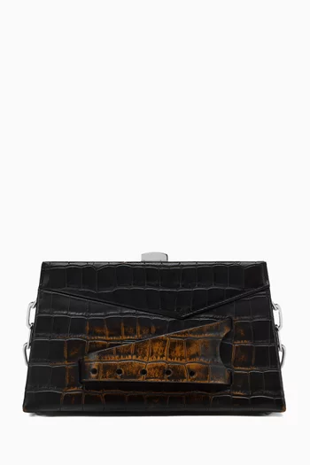 Small Snatched Clutch Bag in Croc-embossed Leather
