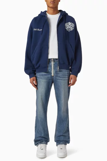 Collegiate Crest Zipped Hoodie in Jersey