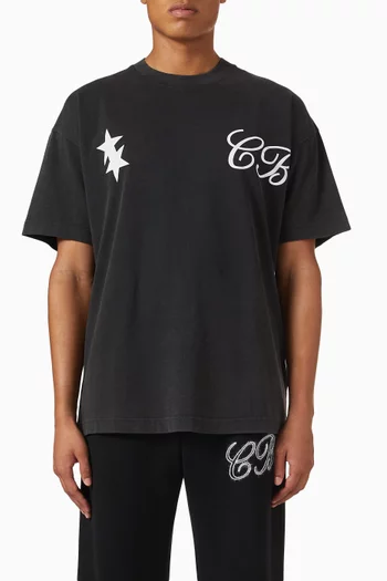 Cursive Two Star T-shirt in Cotton