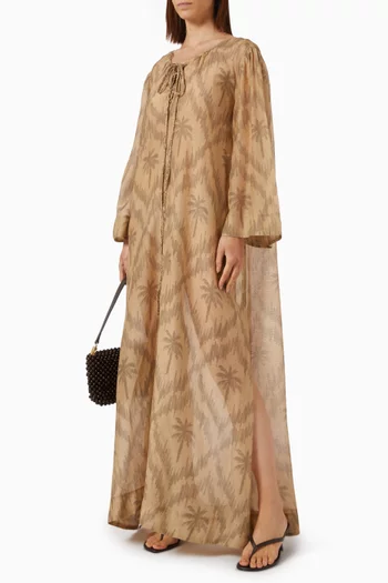 Hydra Printed Maxi Dress in Cotton-silk