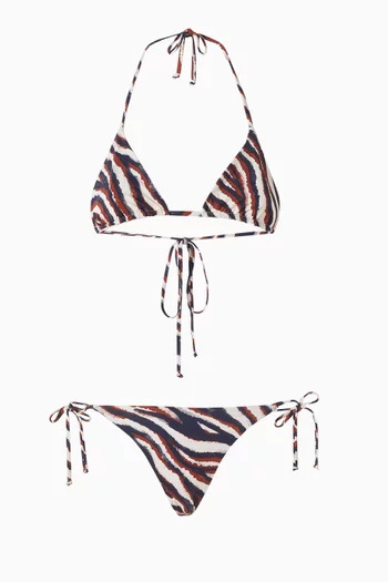 Zebra-print Triangle Bikini Set