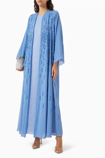 Bead Embellished Abaya Set in Double Chiffon