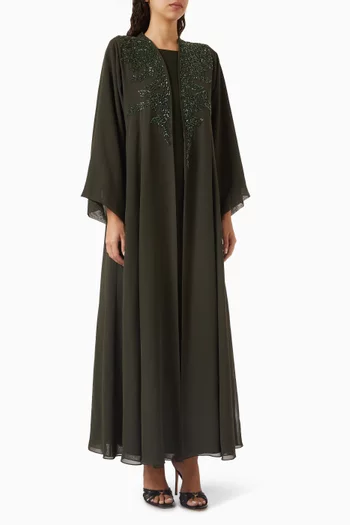 Embellished Abaya Set in Double Chiffon