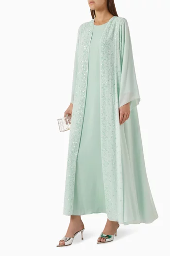 Bead-embellished Abaya Set