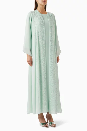 Bead-embellished Abaya Set