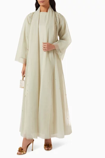 Bead-embellished Abaya Set