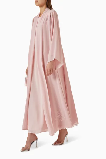 Pearl-embellished Abaya Set