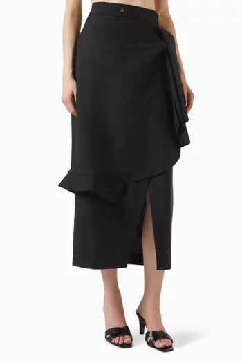 Shirt-wrap Skirt in Wool-blend