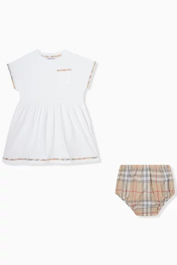 Check Dress & Bloomers in Cotton