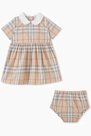 Check Dress & Bloomers in Poplin