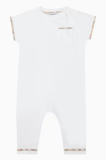 Check Trim Romper in Cotton