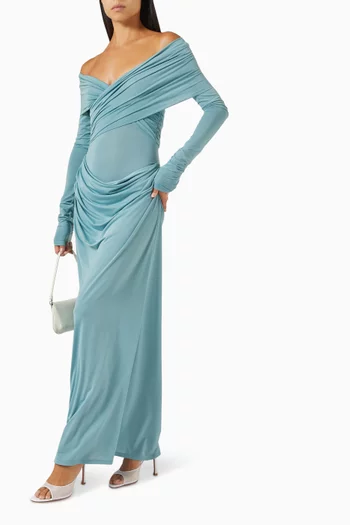 Taylor Draped Maxi Dress in Matte jersey