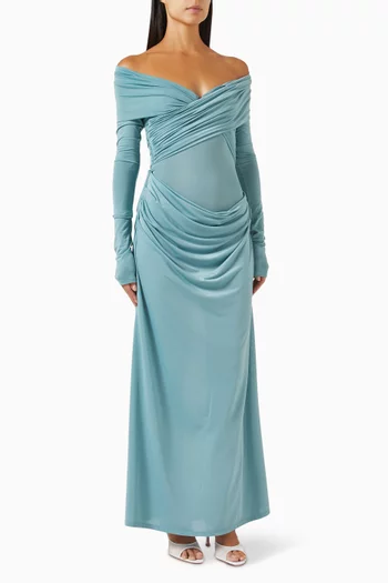 Taylor Draped Maxi Dress in Matte jersey