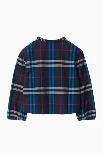 Check Smocked Top in Cotton-poplin