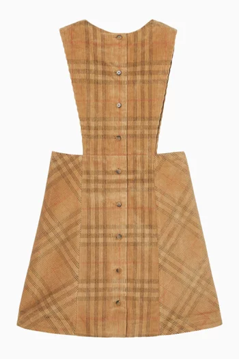 Check Pinafore Dress in Corduroy