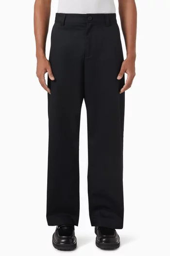 Wide-leg Chino Pants in Woven Cotton-blend