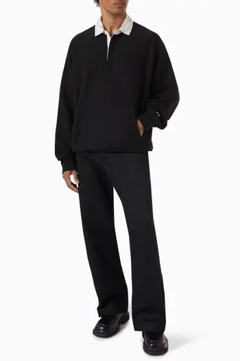 Polo Neck Sweatshirt in Reverse Weave Fleece