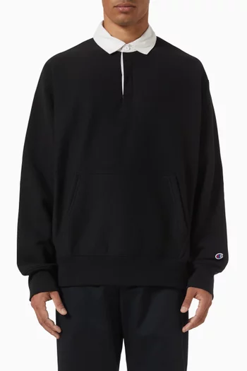 Polo Neck Sweatshirt in Reverse Weave Fleece