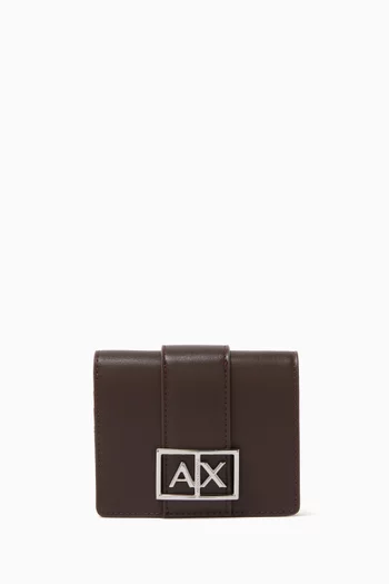 محفظة ثنائية الطي بشعار الماركة جلد صناعي