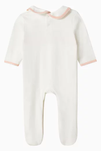 Embroidered Hearts Sleepsuit in Organic Cotton