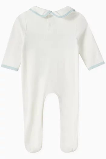 Embroidered Sailboat Sleepsuit in Organic Cotton