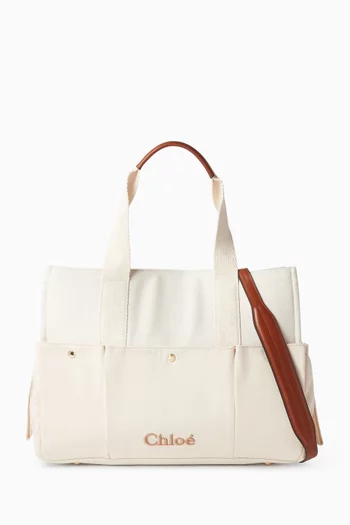 Logo-embroidered Changing Bag in Canvas