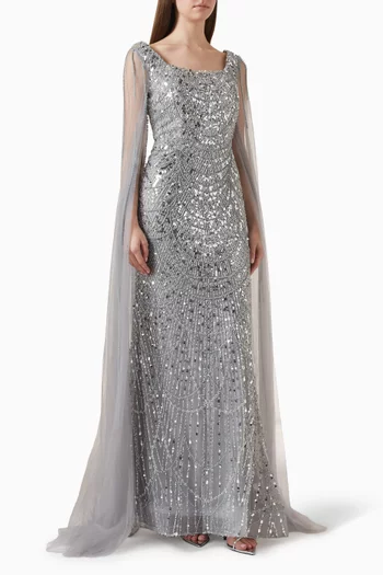 Bead-embellished Gown in Tulle