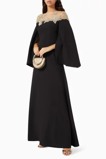 Bead-embellished Applique Gown