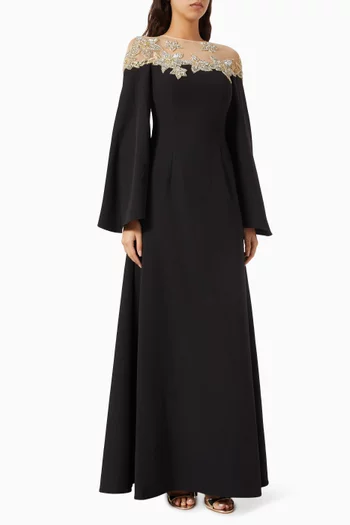 Bead-embellished Applique Gown
