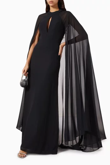 فستان سهرة بكاب وفتحة