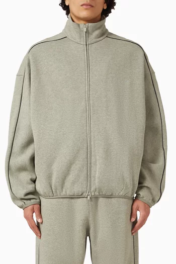 Modern Piped Track Jacket in Fleece