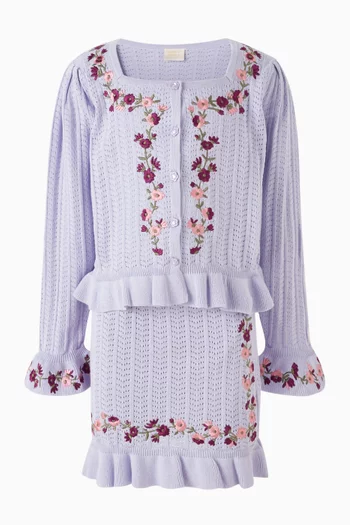 كارديغان ساندي منسوج بتطريزات زهور