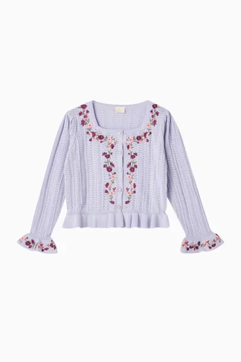 كارديغان ساندي منسوج بتطريزات زهور