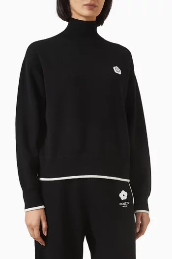 سترة مزينة بشعار زهرة بوكي 2.0‏ مزيج صوف