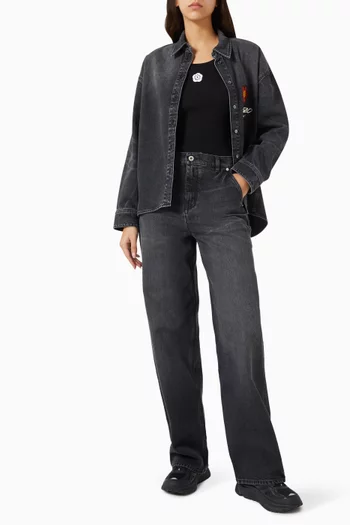 قميص كلاسيكي مزين بتطريزات دينم ياباني كينزو x فوتورا