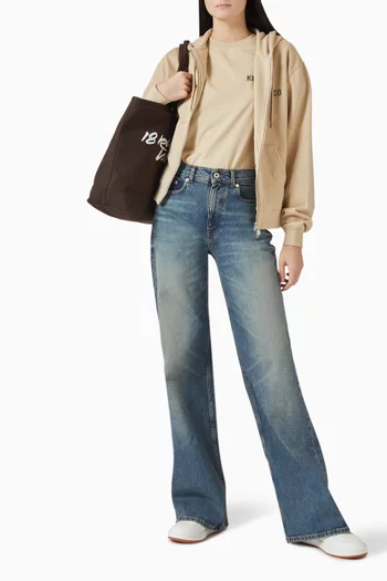 كنزة بغطاء رأس بسحّاب وطبعة KENZO City قطن