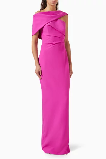Veronica Gathered Dress in Crepe