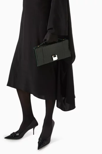 Hourglass Pochette in Croc-embossed Leather