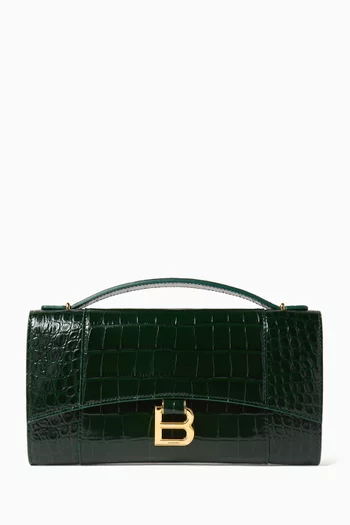 Hourglass Pochette in Croc-embossed Leather