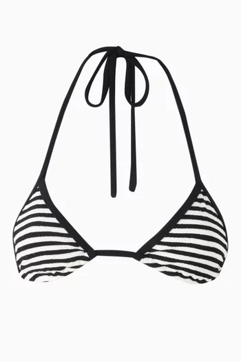 Nick Striped Triangle Bikini Top in Terry