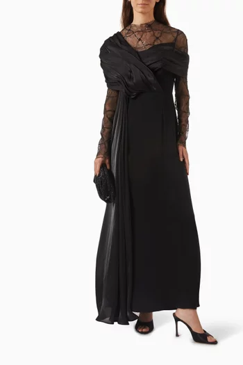 Miss Mooei Maxi Dress in Chiffon & Crepe