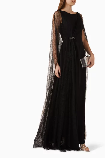 Eleganza Dress in Crepe-satin & Lace