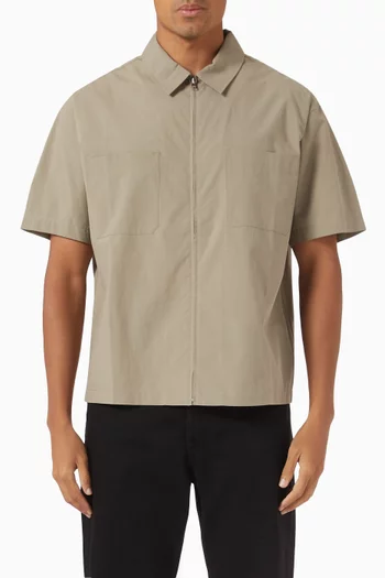 Light Zip Shirt in Cotton Poplin