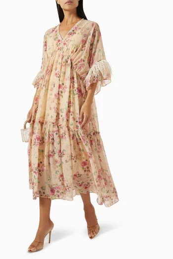 Rose Print Midi Dress