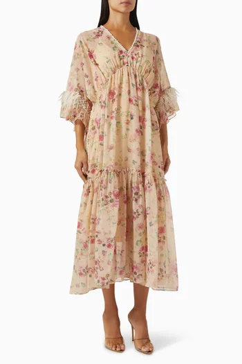 Rose Print Midi Dress