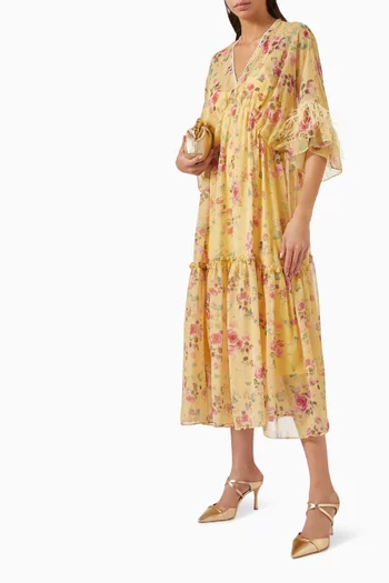 Rose Print Midi Dress