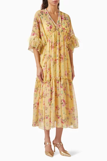 Rose Print Midi Dress